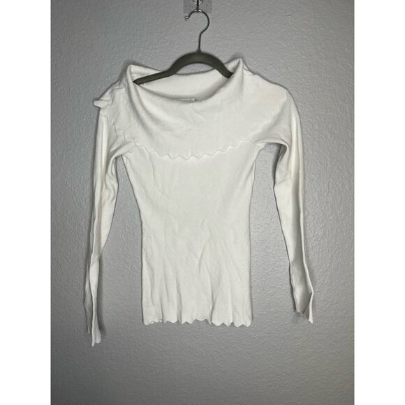 Milly Foldover Scallop Sweater S - Picture 4 of 13